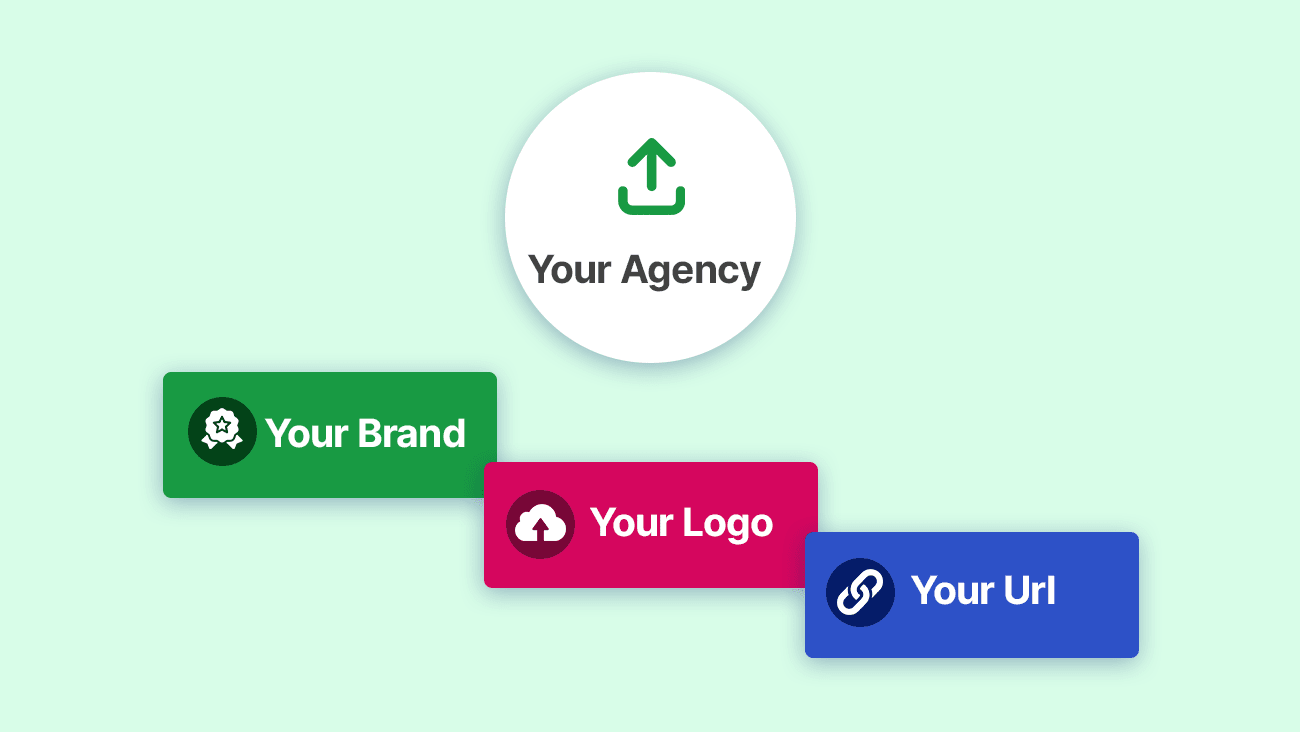 An illustration of how agency can showcase their own logo with confidence through this white label reporting tool