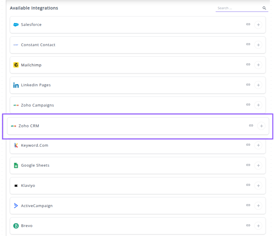 Zoho CRM Integration